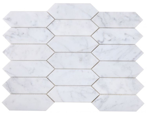 Elongated Hex Carrara Honed